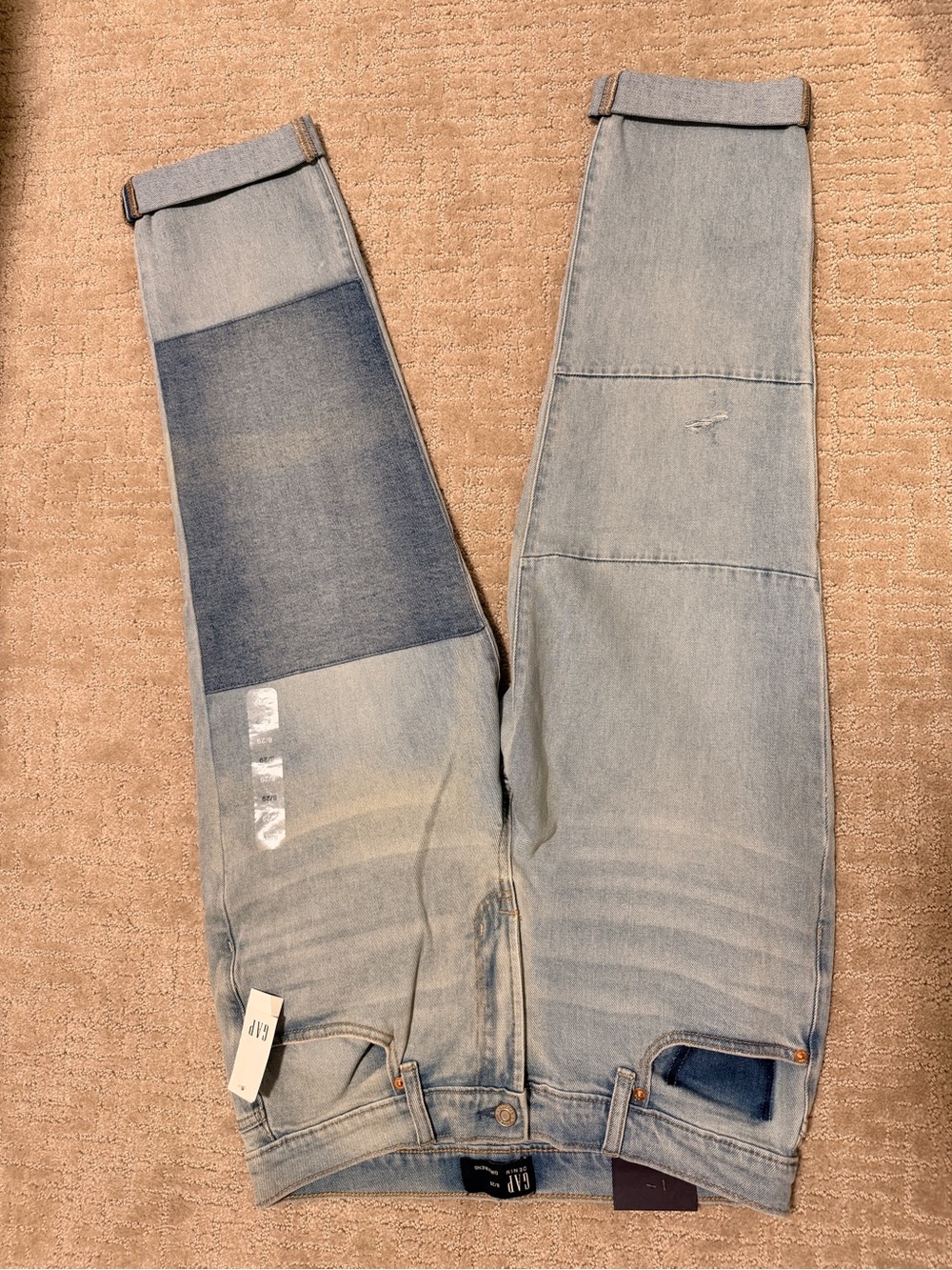 GAP Light Blue Patchwork girlfriend Jeans